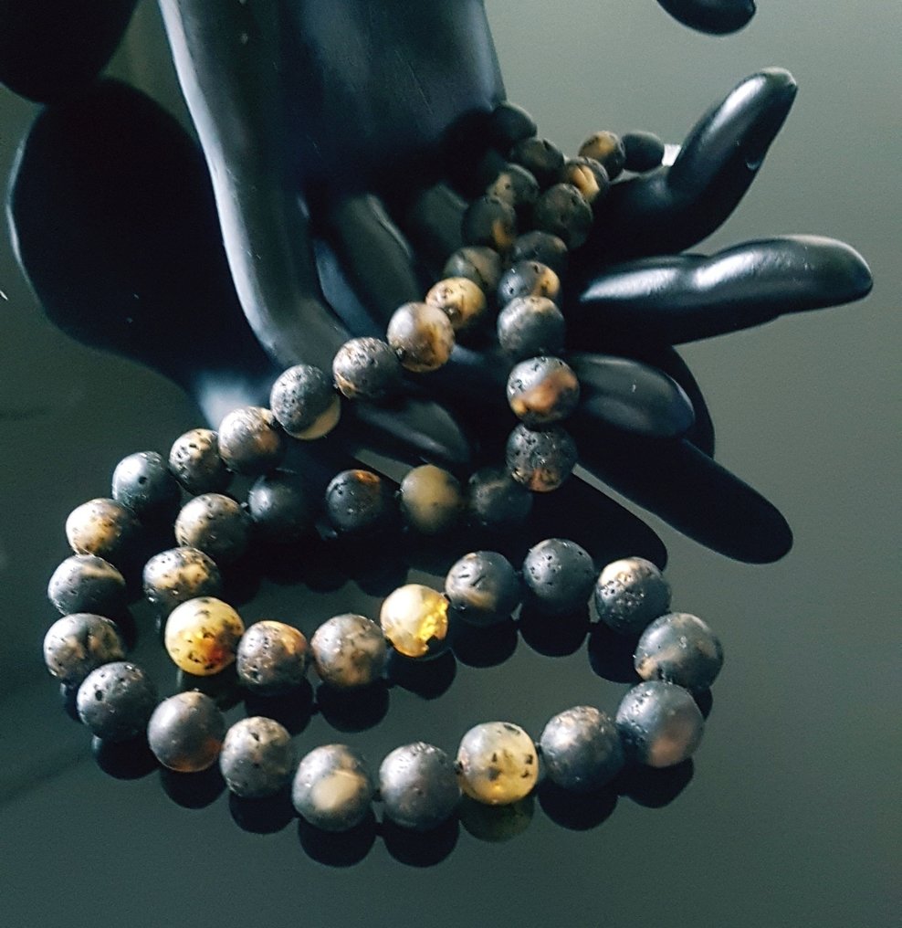 琥珀 复古天然波罗的海琥珀项链圆球琥珀珠，男女通用- 24 g #1.0