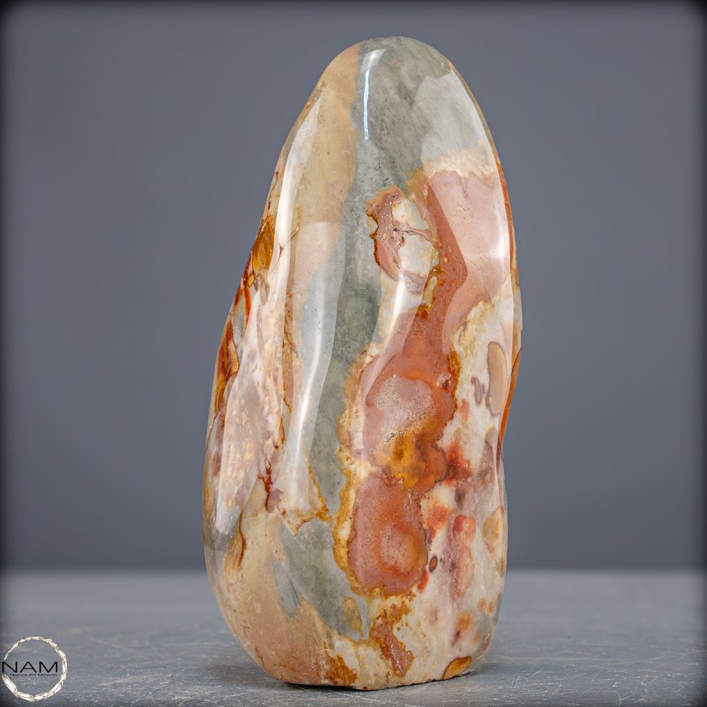 Natürliche Polychrom-Jaspis Freiform – lebendige Muster in warmen, fließenden Farben- 937.44 g #4.3