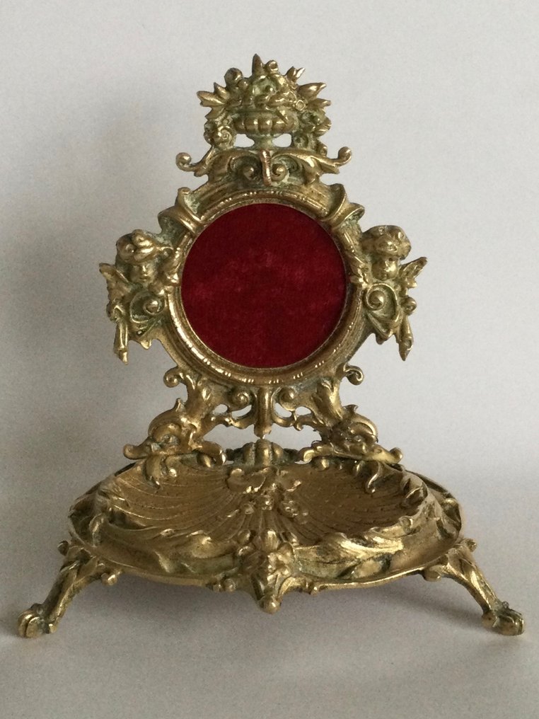 Liten bolle for lommerusk - Prachtige antieke bronzen porte-montre - Elegant dekorert med overdådige rocaille og engler. - Frankrike - Frankrike på 1800-tallet #4.3