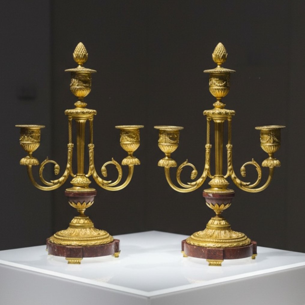 Candelabrum (2) - Gilt bronze - Empire fire-gilded #1.0