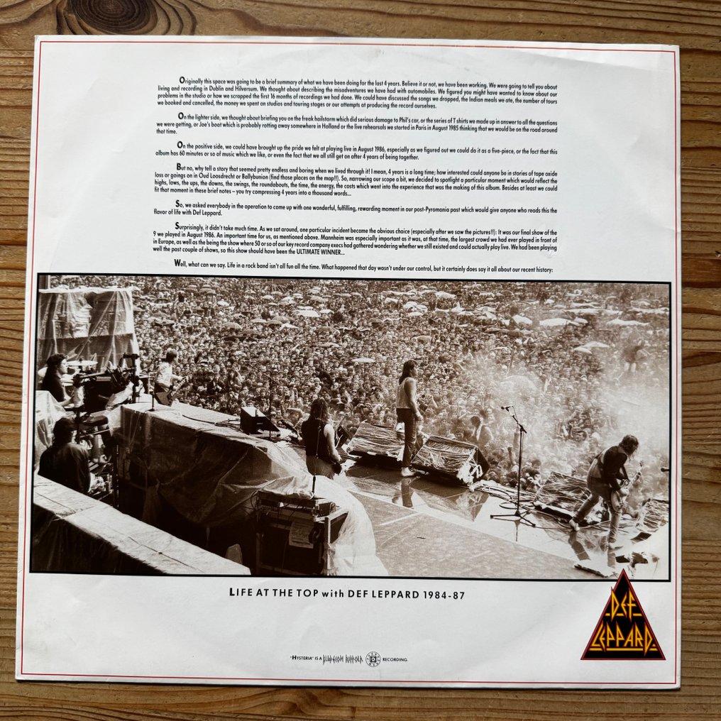 Def Leppard - Hysteria [first UK pressing] - LP - 1st Stereo pressing - 1987 #3.2
