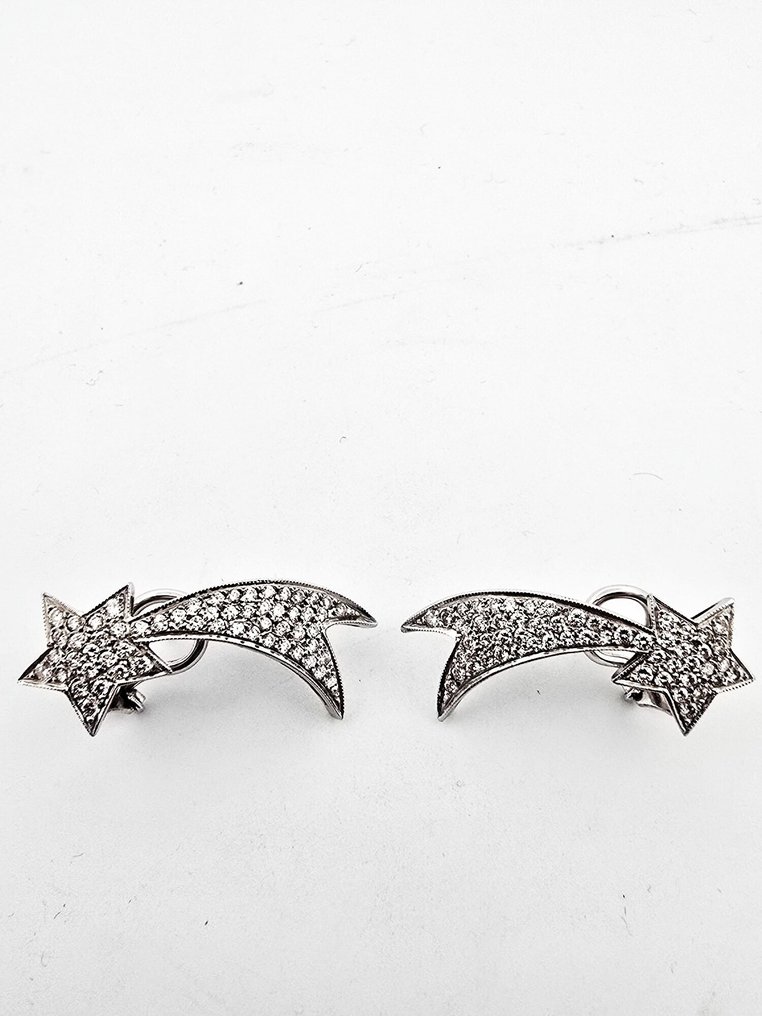 耳环 - 18K包金 白金 -  2.20ct. tw. 钻石 (天然)  #4.3