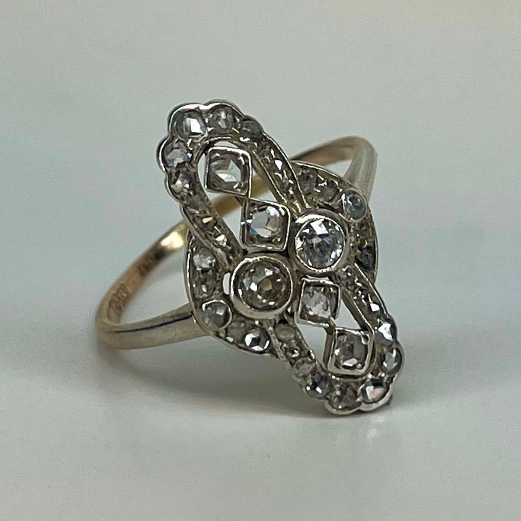 沒有保留價 - 戒指 - 14 克拉 黃金, 銀 -  0.80ct. tw. 鉆石 (天然)  #1.0