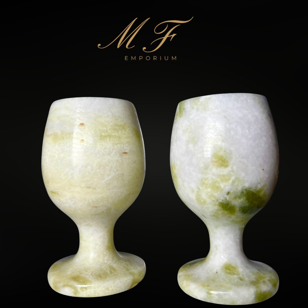 精美的柠檬玉石烈酒杯 碗 - 高度: 90 mm - 宽度: 47 mm- 400 g - (2) #3.2