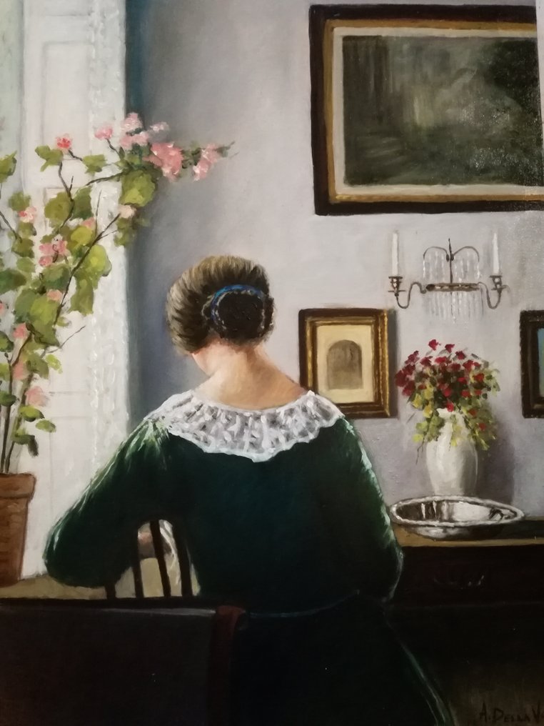 A. Della Valle (XX), da Carl Vilhelm - Interno con dama #3.2