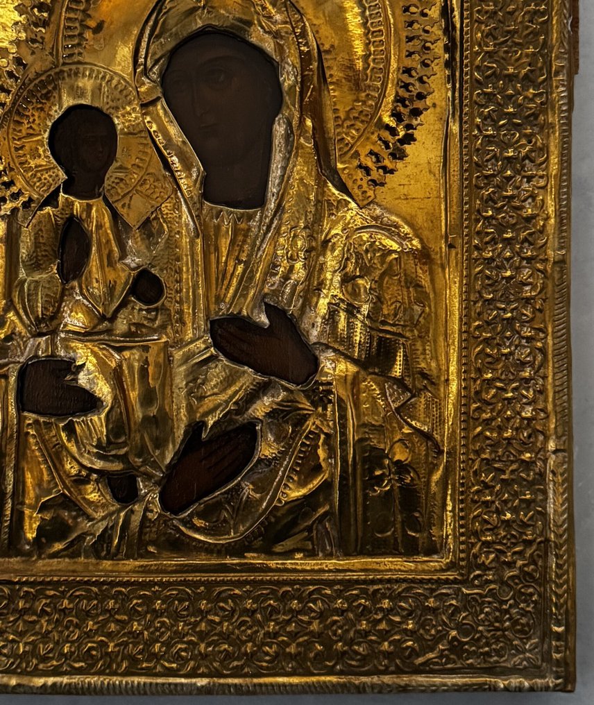 Icono - Madre de Dios de las Tres Manos - Madera, Metal #3.2