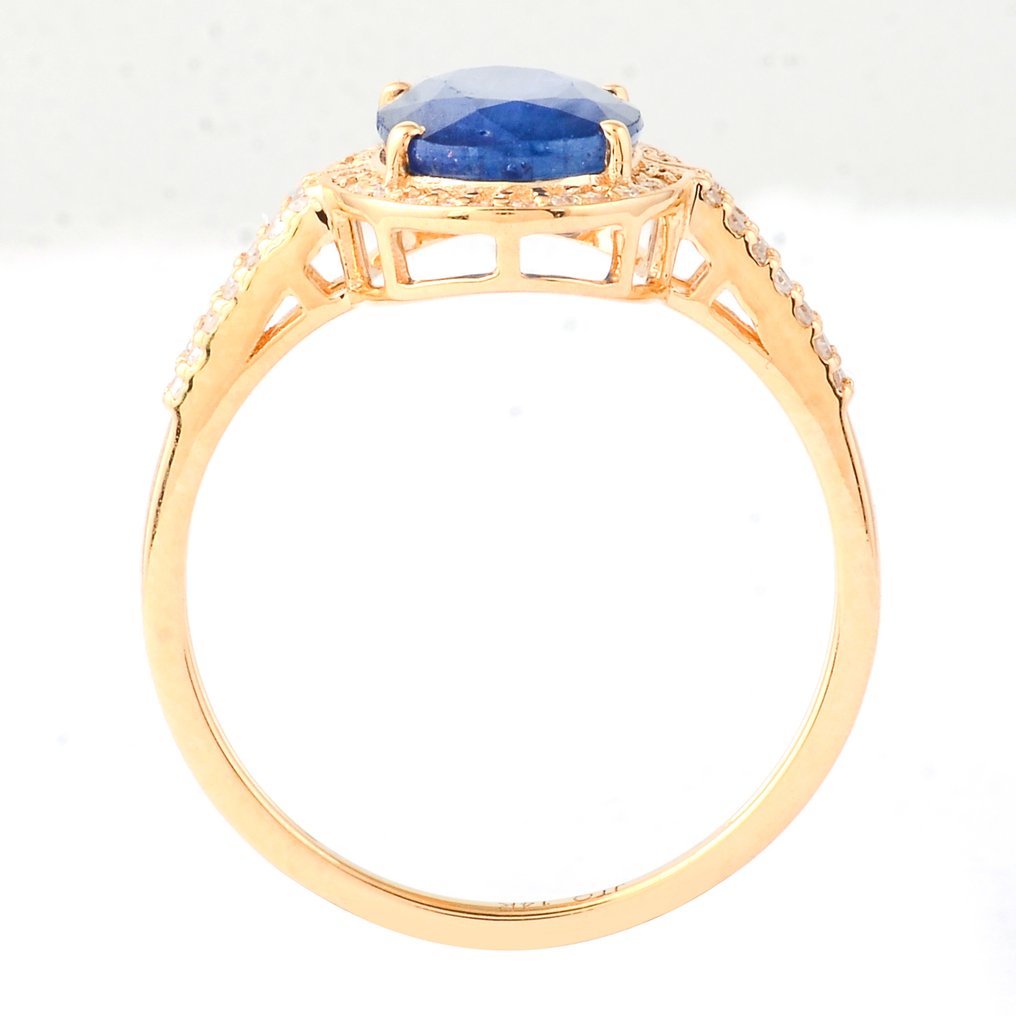 没有保留价 - 戒指 - 14K包金 黄金 -  2.97ct. tw. 蓝宝石 - 钻石 #2.1