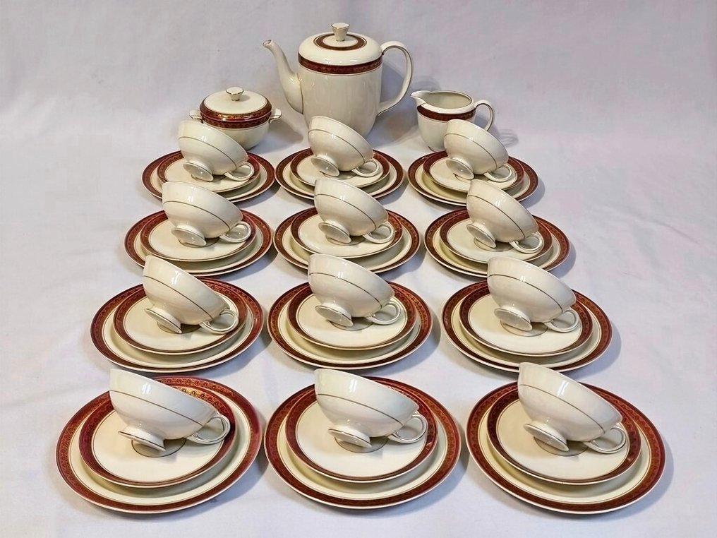 Königlich Tettau Porzellan - Art Deco - Σετ καφέ για 12 (27) - Πορσελάνη - Tettauer Scherben #1.0
