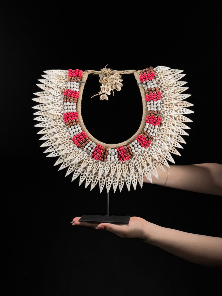 Διακοσμητικό στολίδι - NO RESERVE PRICE - SN4 - Decorative Shell Necklace on a custom stand - Παπούα Νέα Γουινέα #1.0