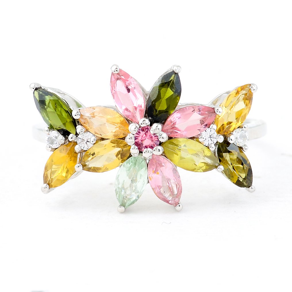 χωρίς τιμή ασφαλείας - Δαχτυλίδι Πλατίνα -  1.68ct. tw. Τουρμαλίνης - Ζαφείρι #1.0