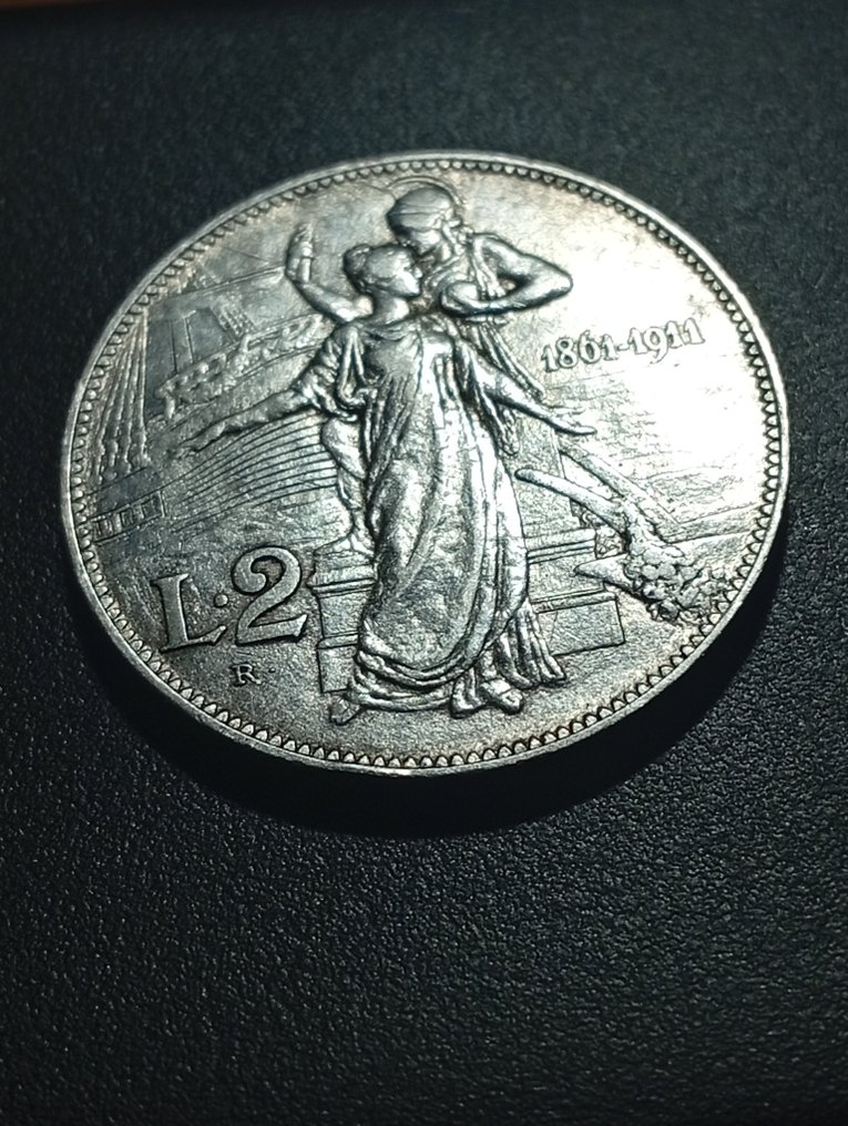 Italia, Regno Vittorio Emanuele III. 2 Lire 1911 "Cinquantenario"  (Senza prezzo di riserva) #1.0