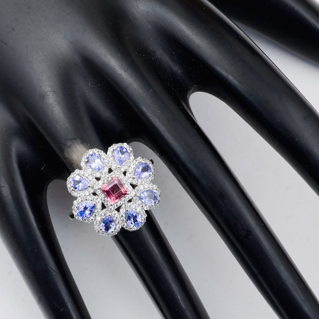 χωρίς τιμή ασφαλείας - Δαχτυλίδι Πλατίνα -  2.16ct. tw. Τουρμαλίνης - Τανζανίτης #1.0