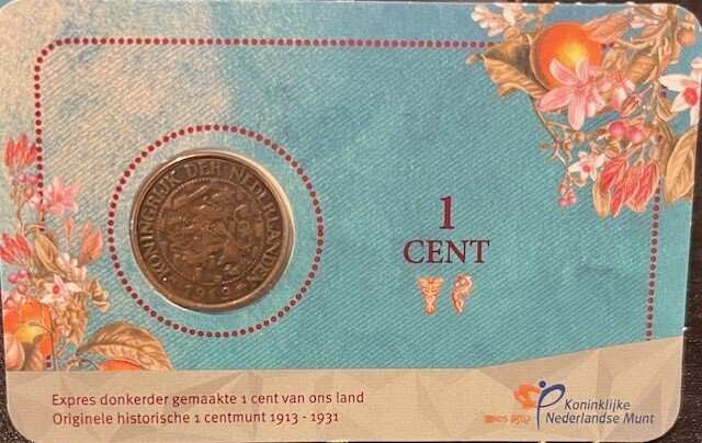 Holanda. 1 cent 1919 coincard  (Sem preço de reserva) #1.0