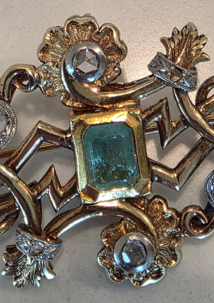 胸針 - 18 克拉 黃金 祖母綠 - 鉆石 - 别针 Fleur de Lys #3.2