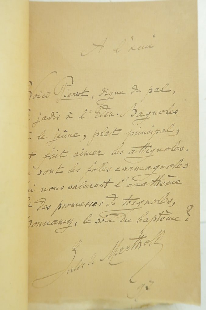 Signé; Jules de Marthold - Pierrot Municipal. Comédie en un acte, en vers [avec L.A.S.] - 1896 #1.0