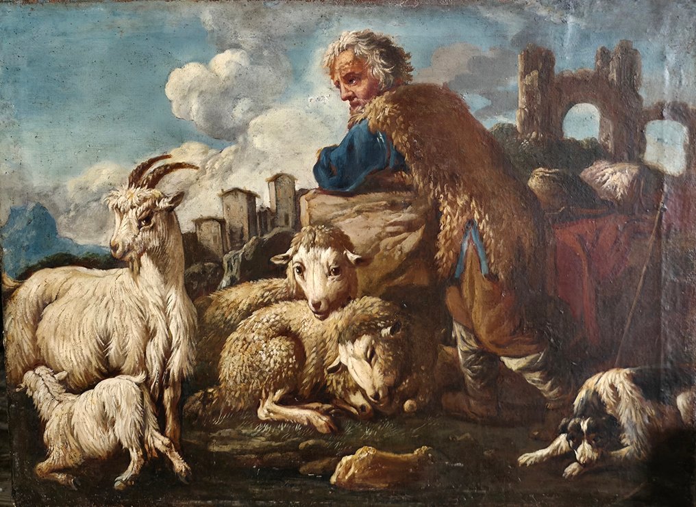 Philipp Peter Ross (1655 -1706).  Ambito - Pastore con armenti #1.0