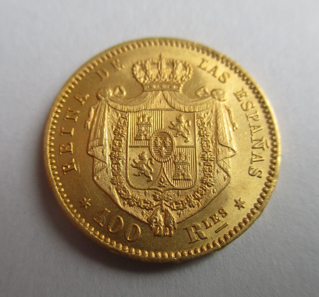 西班牙. 伊莎贝尔二世. 100 Reales 1863 Madrid #1.0