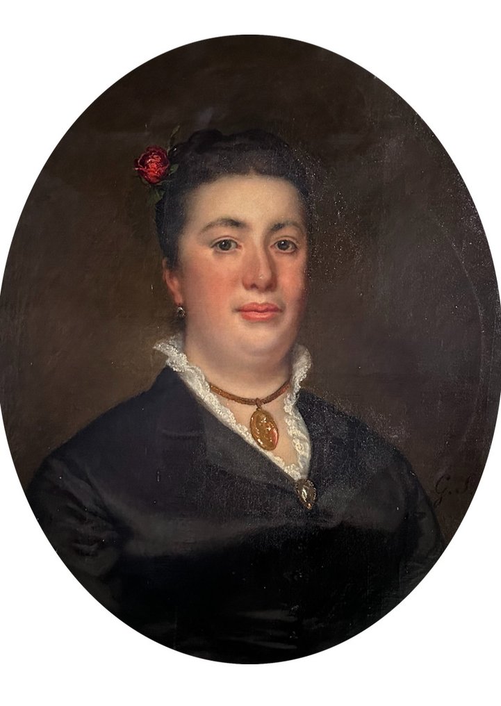 Gustave Souquet (1805 - 1867) - Portrait de l'Élégante à la Rose #1.0