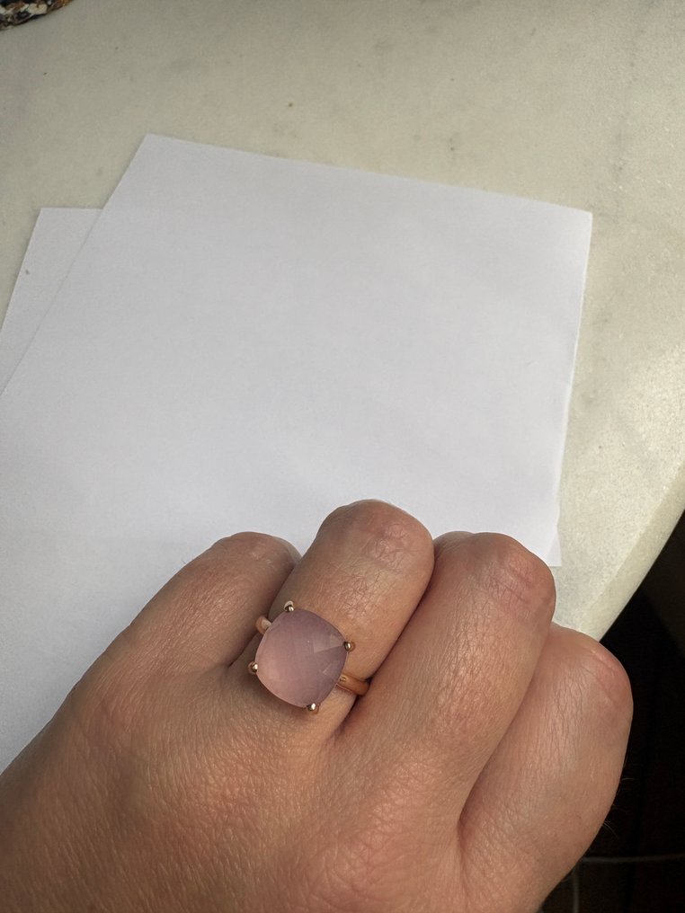 Statement-sormus - 18 kt. Ruusukulta Quartz #3.2