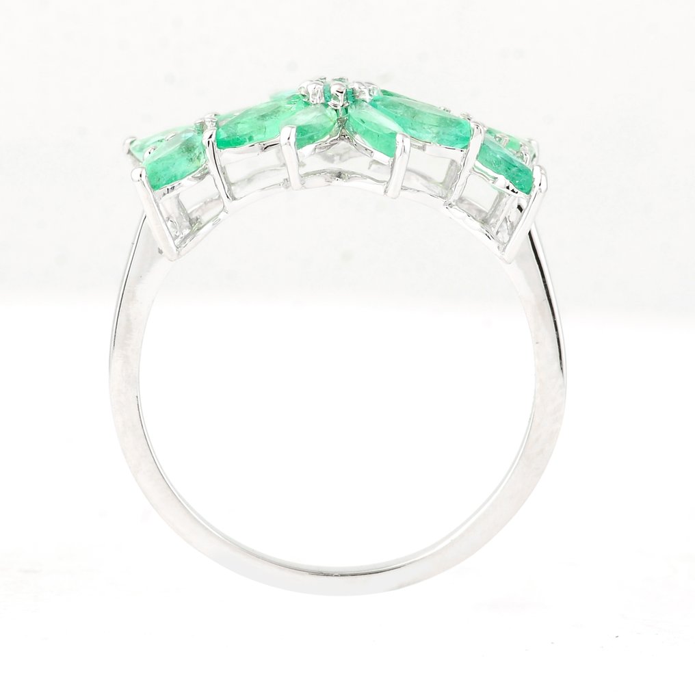 No reserve price - Ring Platinum - 1.54ct. tw. Emerald - Sapphire #1.0