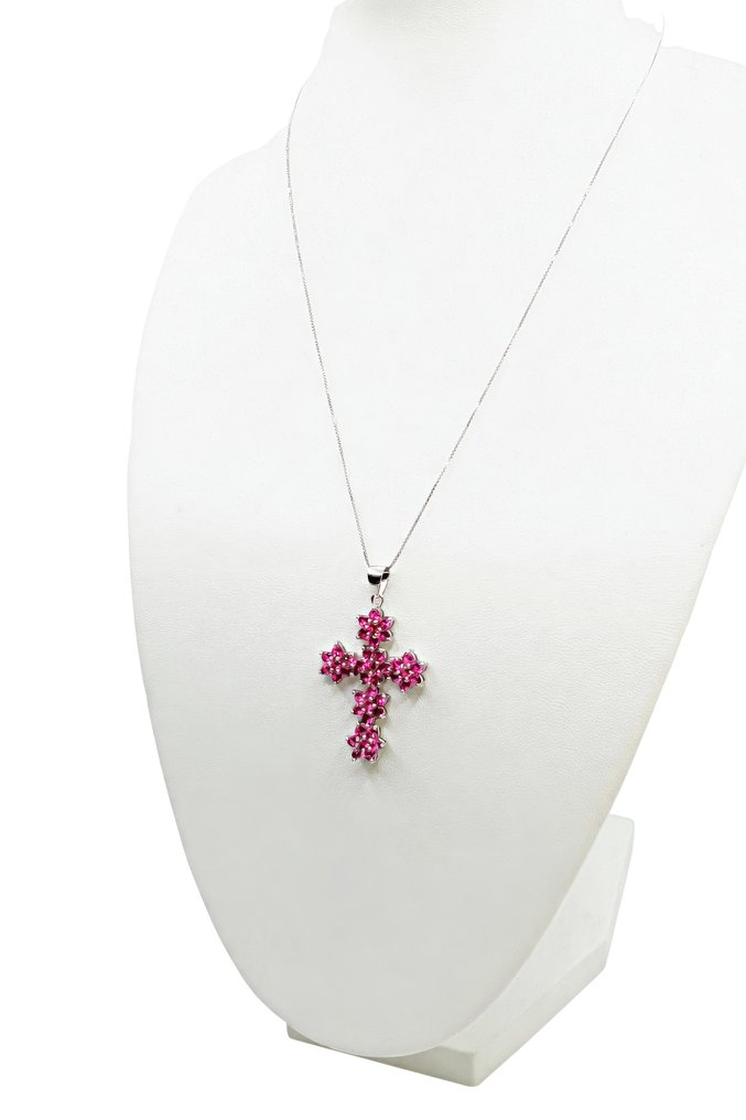 χωρίς τιμή ασφαλείας - Κολιέ με μενταγιόν Ασημί, Gold-plated Ροδολίτης - 5,80 καρατίων - Χρυσός 18 καρατίων #2.1