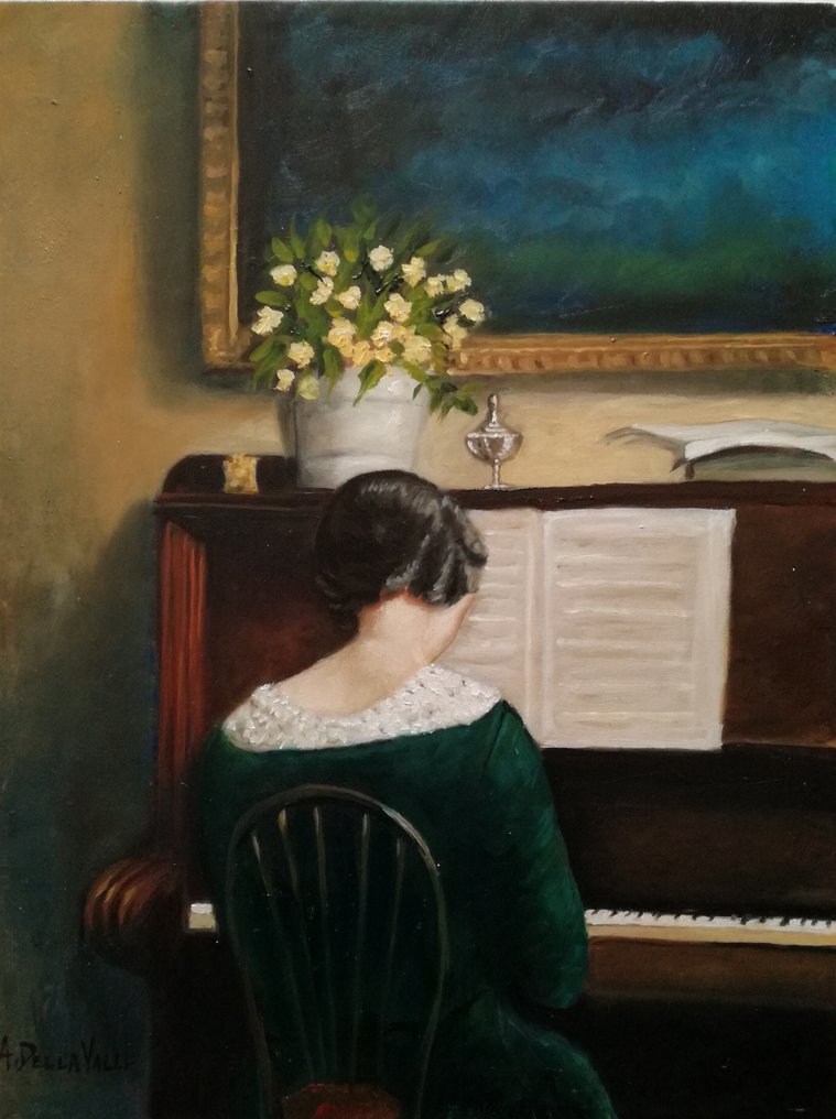 A. Della Valle (XX), da Carl Vilhelm - Dama al pianoforte  (interno) #1.0