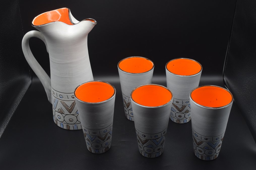 A. Maurier Vallauris - Alain Maunier - Υπηρεσία ποτού (6) - Κεραμικό - Υπηρεσία λεμονάδας #1.0