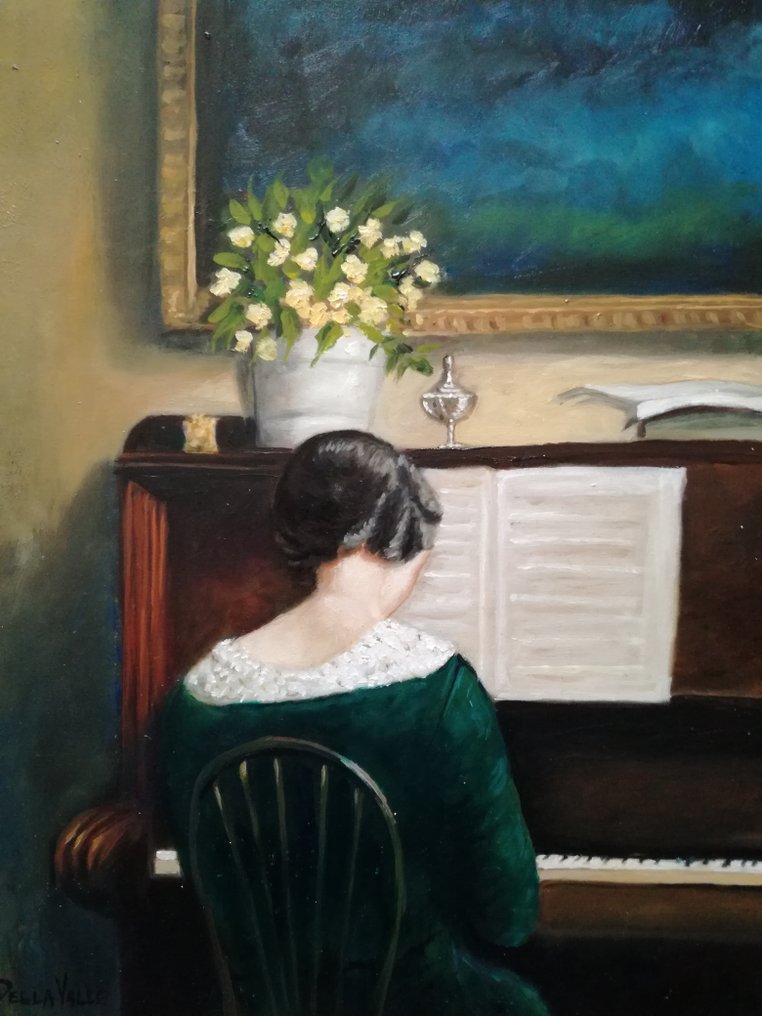 A. Della Valle (XX), da Carl Vilhelm - Dama al pianoforte  (interno) #3.2
