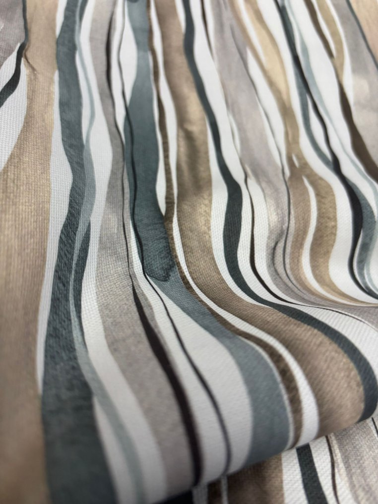 Αποκλειστικό ύφασμα Panama 100% βαμβάκι, στιλιζαριστό πολύχρωμο ριγέ σχέδιο. - Ύφασμα ταπετσαρίας  - 300 cm - 280 cm - Oeko Tex Standard #1.0