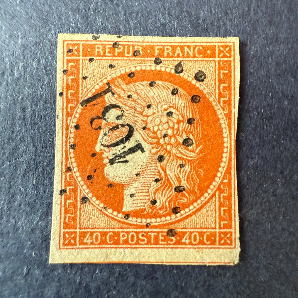 Frankrig  - Yvert 5 'Cérès 40c orange' udstanset - TB #1.0