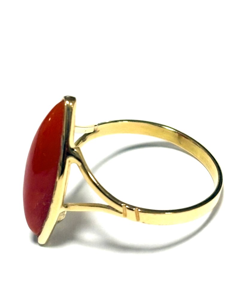 χωρίς τιμή ασφαλείας - Δαχτυλίδι - 18 καράτια Κίτρινο χρυσό Κοράλλι - Corallo moro Aka #3.2
