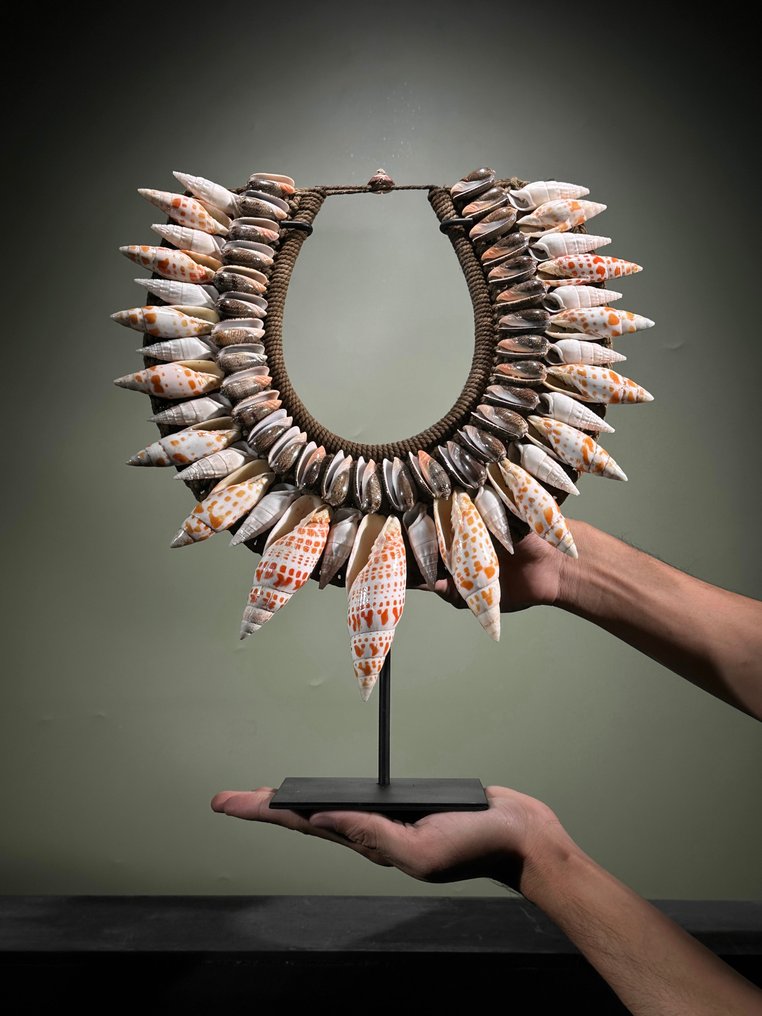 Διακοσμητικό στολίδι - NO RESERVE PRICE - SN11 - Decorative Shell Necklace on a custom stand - Παπούα Νέα Γουινέα #1.0