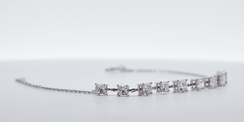 沒有保留價 - 手鈪 - 14 克拉 白金 -  2.04ct. tw. 鉆石 (實驗室培育) #1.0