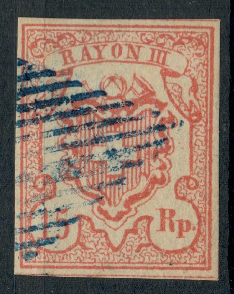 Ελβετία 1850 - CH - Rayon III - Zst. Nr. 20a - Typ 4 - UM II - μπλε ρόμβος #1.0