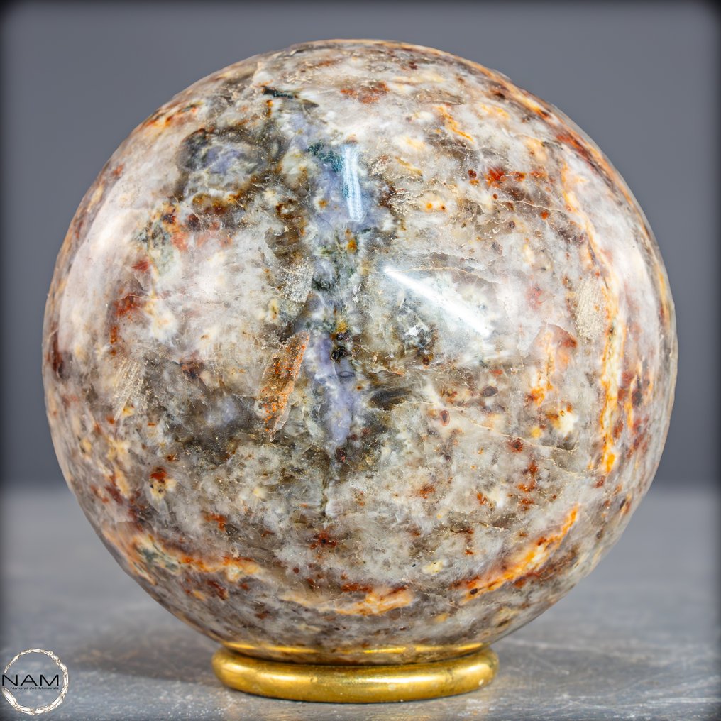 Φυσική μπλε-κόκκινη σφαίρα Cordierit. σπάνιο παιχνίδι χρωμάτων με εσωτερική βάθος- 1111.29 g #3.2