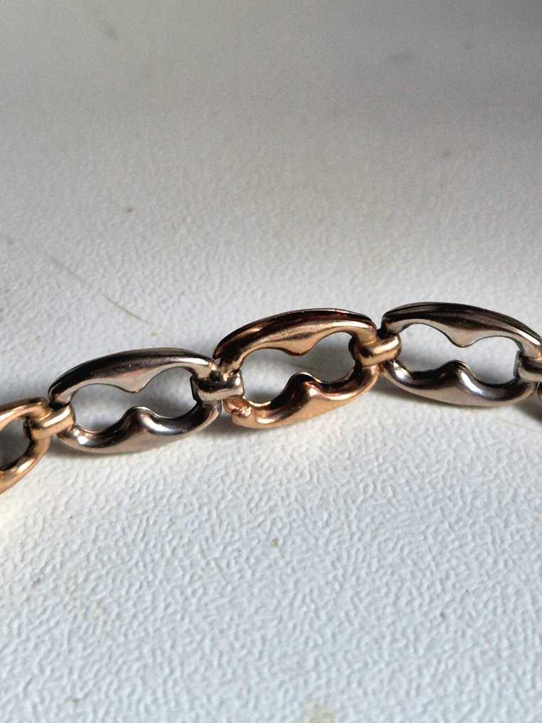 Βραχιόλι - 9 kt. Κίτρινο χρυσό, Λευκός χρυσός - Βραχιόλι από χρυσό 9 καρατίων διπλού τόνου. #1.0