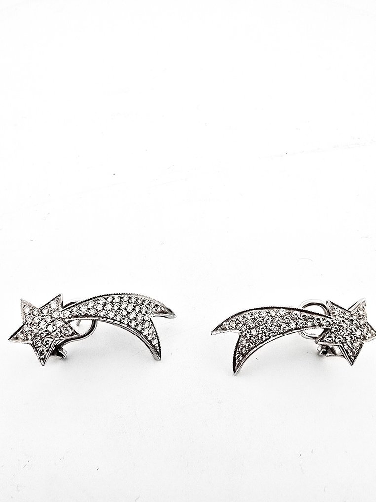 耳环 - 18K包金 白金 -  2.20ct. tw. 钻石 (天然)  #1.0