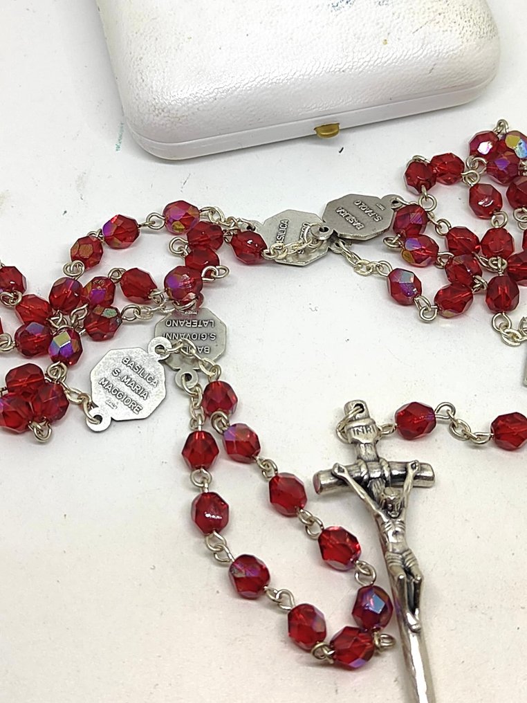  Rosary - RED crystal rosary of Pope John Paul II with the 4 Basilicas of Rome donated and - 1990-2000  #4.3