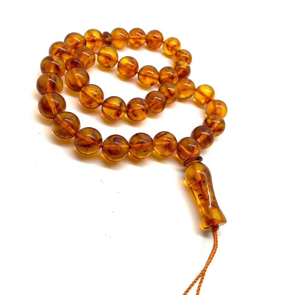 Κομποσκοίνι από βόρειο κεχριμπάρι, τσέμπιχ προσευχής, στρογγυλή μπάλα 10 mm. - Κεχριμπάρι - Succininte #3.2