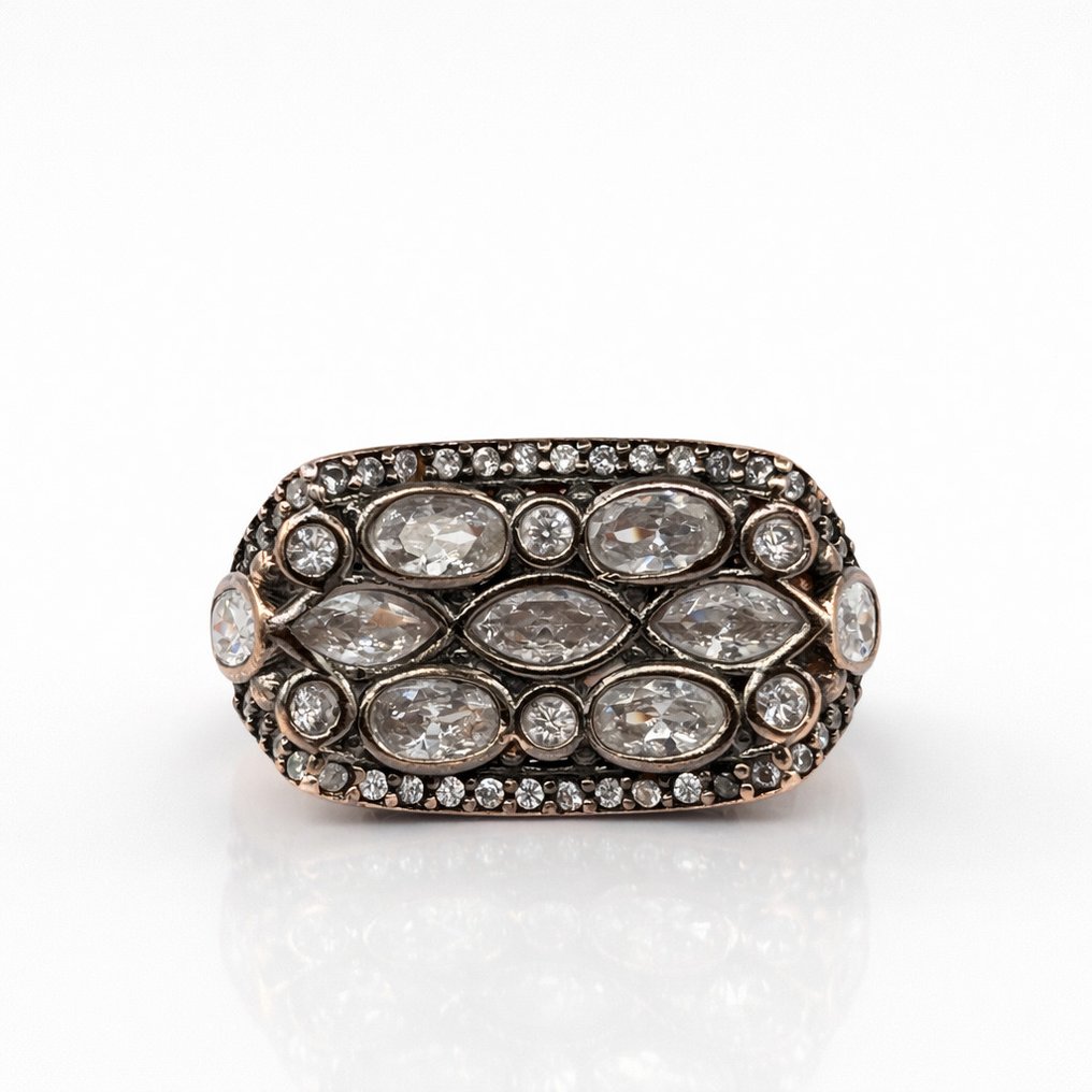 χωρίς τιμή ασφαλείας - Δαχτυλίδι - 14 καράτια Ασημί, Ροζ χρυσό Χαλαζίας - Αναβίωση του Γοτθικού #1.0