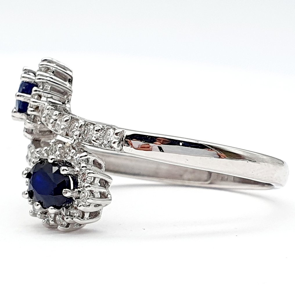 Δαχτυλίδι - 18 καράτια Λευκός χρυσός Ζαφείρι - Διαμάντι #1.0