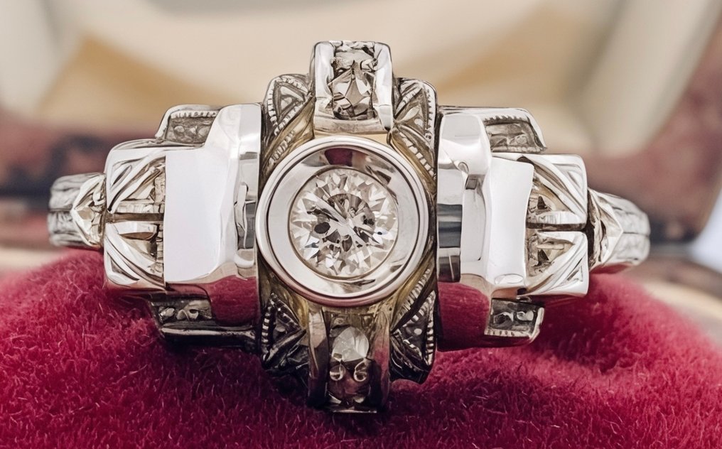 Sin precio de reserva - Anillo - 18 quilates Oro blanco Diamante (Natural)  #1.0