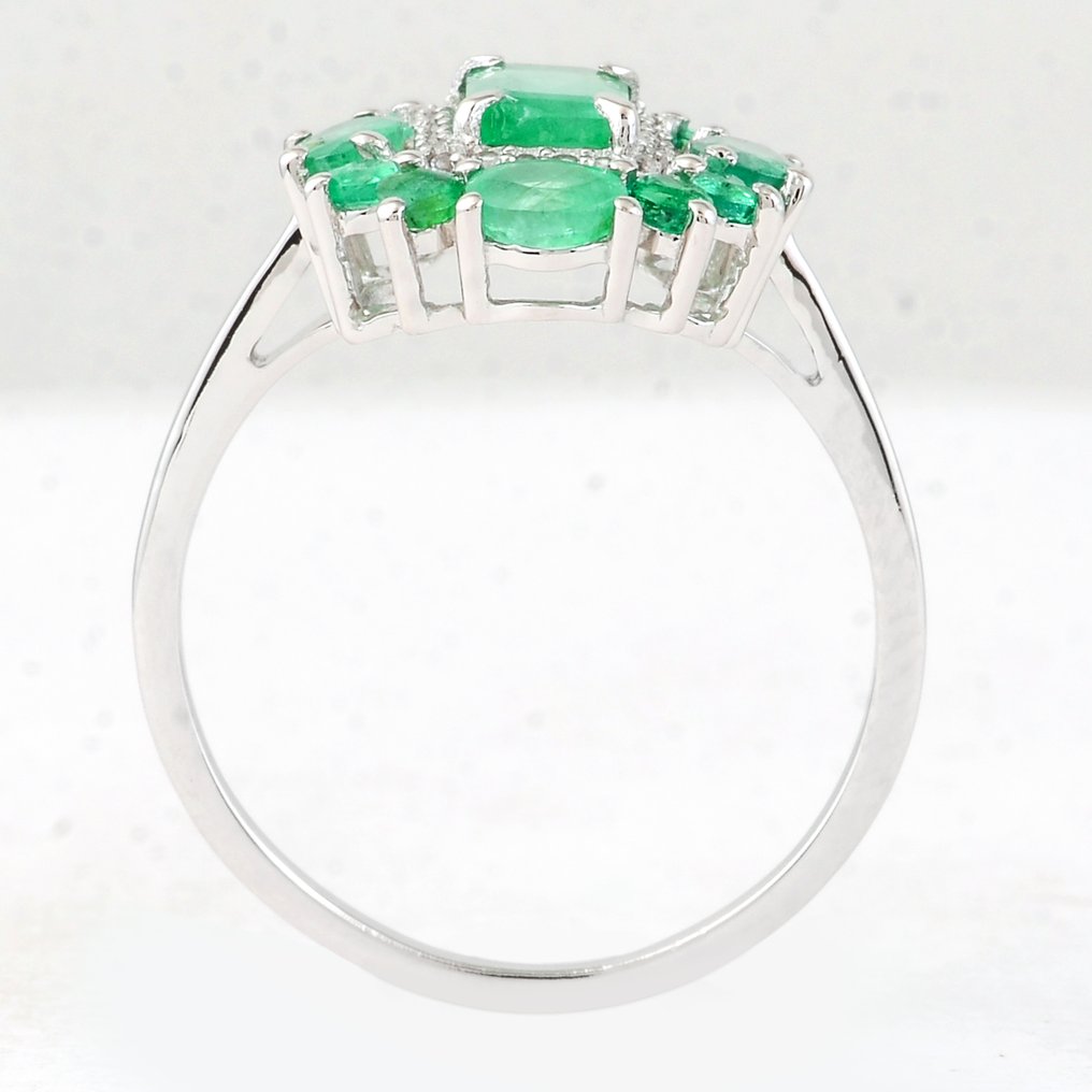 Ohne mindestpreis - Ring Platin -  1.52ct. tw. Smaragd - Saphir #2.1