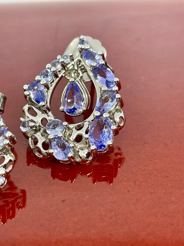 Nincs minimálár - Drop fülbevaló Ezüst Tanzanit #3.2