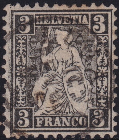 瑞士 1862/82 - Allegoria 3个不同的值 Unif.34+82+85 使用 Spl #1.0