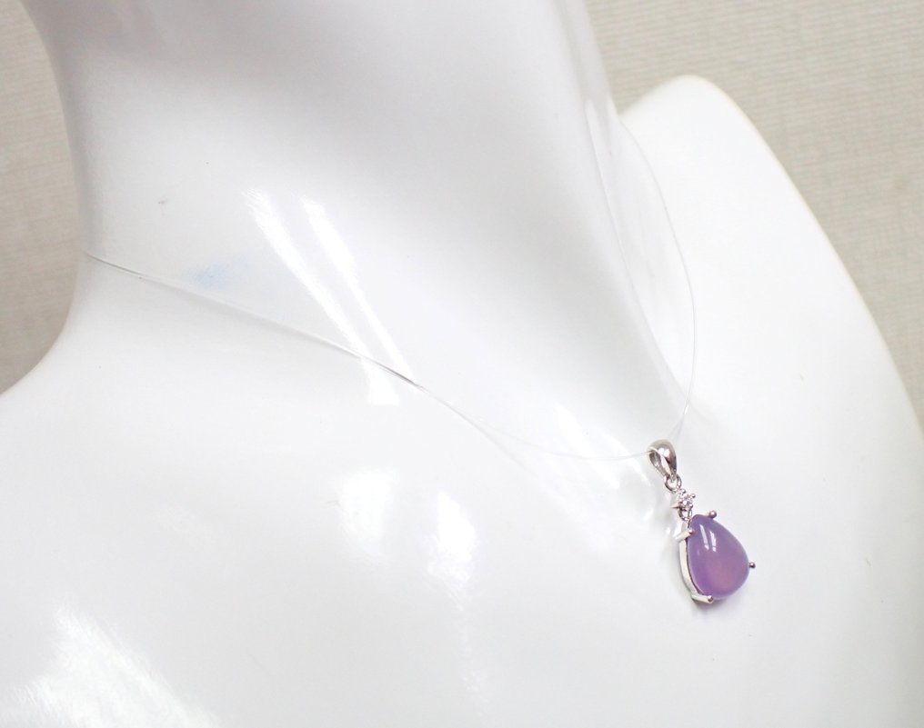 χωρίς τιμή ασφαλείας - Κρεμαστό κόσμημα - 18 καράτια Λευκός χρυσός -  2.24ct. tw. Χαλκηδόνιος - Διαμάντι - Χωρίς τιμή ελάχιστης προσφοράς #4.3