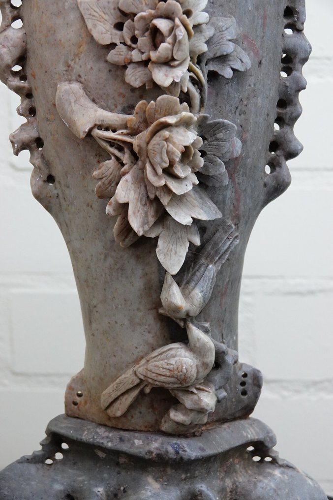 花瓶 - speksteen - 亚洲 - 丰富装饰的  (没有保留价) #2.1