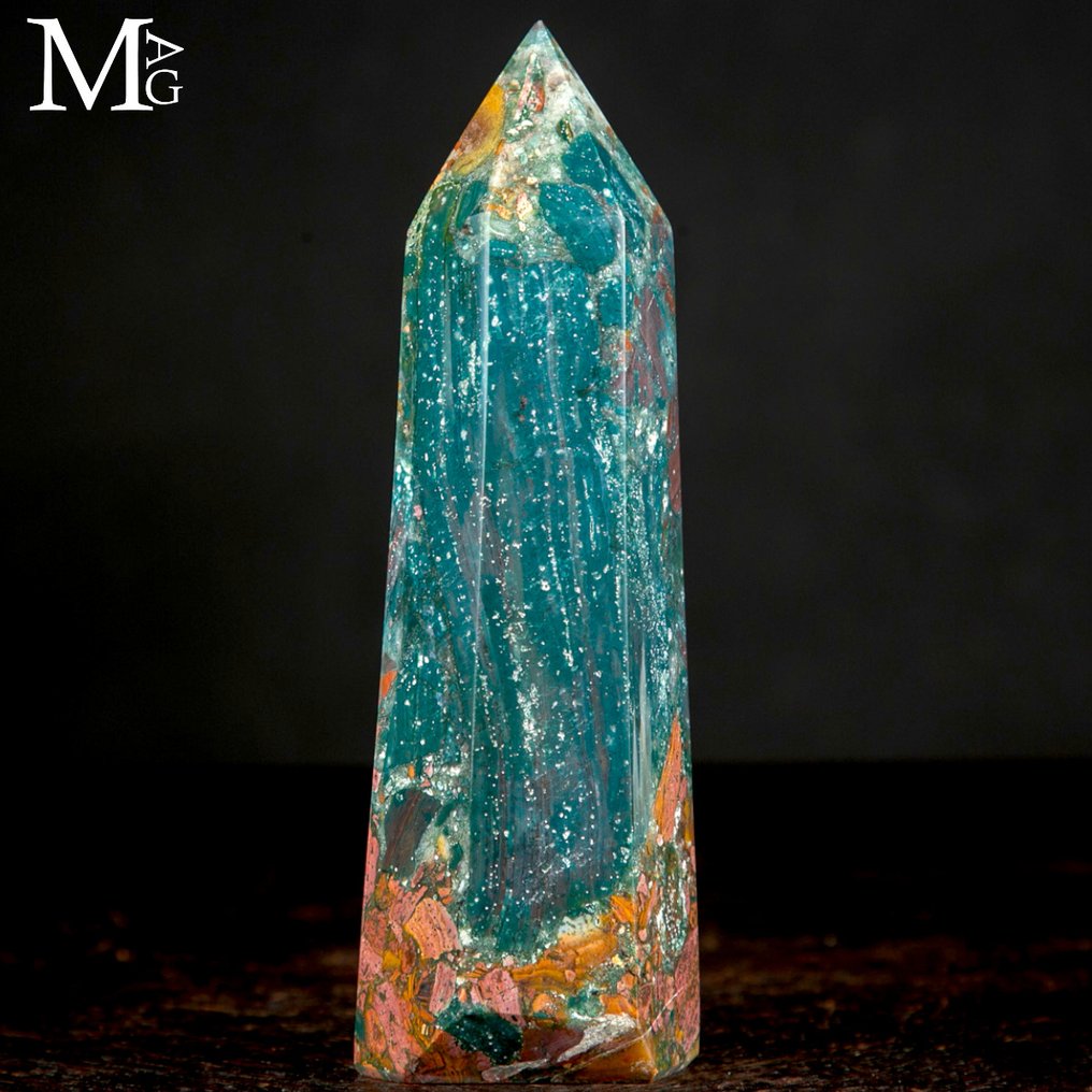 Dendritisk agatspids Dendritic Agate obelisk - Madagascar - Første Valg Mineral - Højde: 144 mm - Bredde: 48 mm- 369 g #3.2