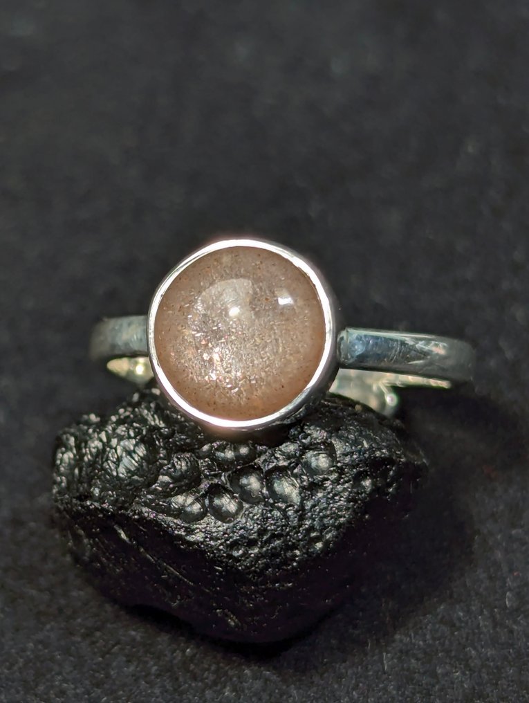 Όμορφο ασημένιο δαχτυλίδι 925, με φυσική ροζ φεγγαρόπετρα (Adularia), από τη Μαδαγασκάρη. - Δαχτυλίδι #2.1