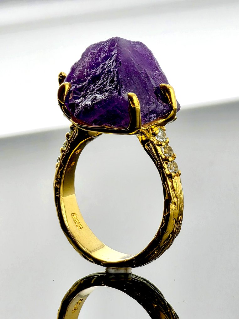 Αμέθυστος - Ασημί - Δαχτυλίδι - Ακατέργαστη κομψότητα #1.0